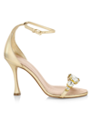 Giambattista Valli Jeweled Metallic Leather High-heel Sandals In Gold