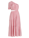 Moon River One-shoulder Cut-out Midi-dress In Pink