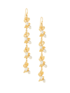 KENNETH JAY LANE WOMEN'S SATIN 22K-GOLD-PLATED & PEARL FLOWER DROP EARRINGS