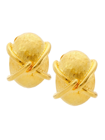 Kenneth Jay Lane X Button 22k Gold-plated Earrings In Satin Gold