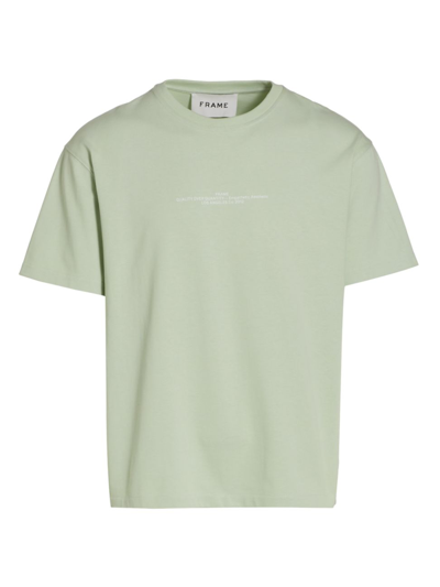 Frame Men's Mini Text Logo Print Cotton T-shirt In Powder Green