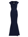 Chiara Boni La Petite Robe Cocoon Collar Trumpet Gown In Blue Notte