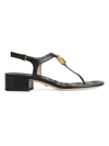 Gucci Gg Marmont 35 Block-heel Leather Sandals In Black