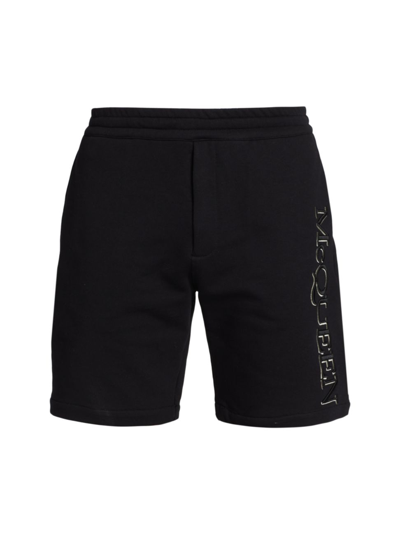 Alexander Mcqueen Logo Embossed Shorts In Black