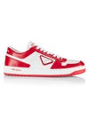 Prada White And Red Downtown Leather Sneakers In Bianco Lacca