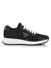 Prada Men's Leather Lace-up Sneakers In Nero