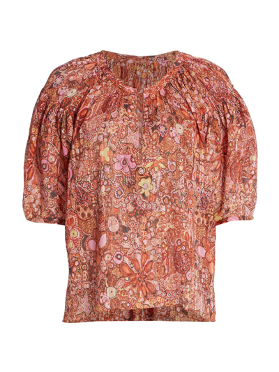 A.l.c Julianna Floral Cotton & Silk Blouse In Nocolor