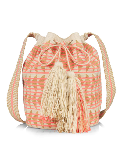 Guanabana Blooming Knit Bucket Bag In Neutral