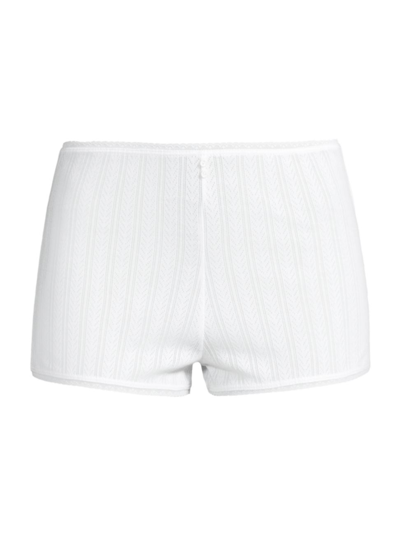 Andine Delphine Pointelle Line Shorts In White