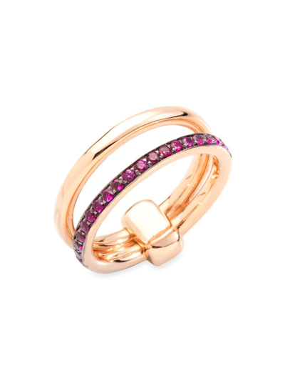 Pomellato Women's Iconica 18k Rose Gold & Ruby Two-row Ring