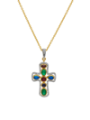 Gurhan Women's 18k White Gold, 22k Yellow Gold, & 24k Yellow Gold & Multi-gemstone Cross Pendant Necklace