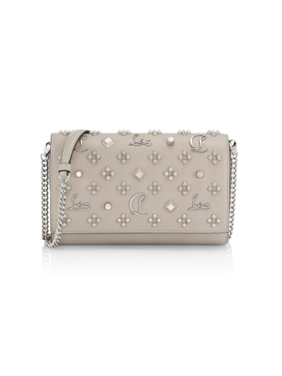 Christian Louboutin Paloma Studded Leather Clutch In Sasso