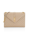 Saint Laurent Large Envelope Monogram Matelassé Leather Shoulder Bag In Natural