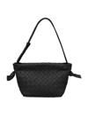 Bottega Veneta Leather Intrecciato Shoulder Bag In Black