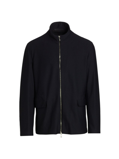 Giorgio Armani Polyamide-blend Zip-up Jacket In Black