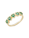 EF COLLECTION WOMEN'S 14K YELLOW GOLD & EMERALD HEART RING