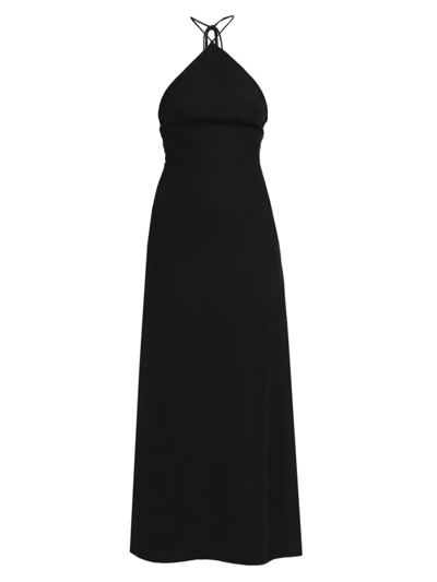 Valentino Women's Backless Halter Neck Silk Midi Dress In Black