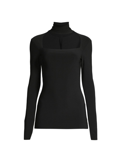 Norma Kamali Cut Out Turtleneck Top In Black