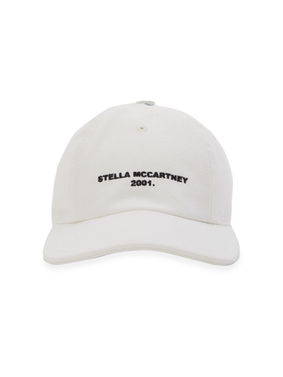 Stella Mccartney White Logo Embroidered Baseball Cap In Frost
