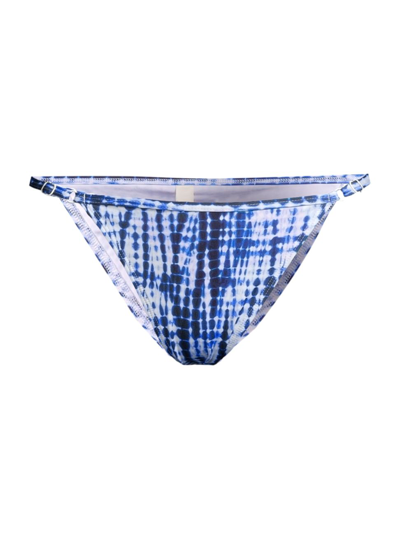 Solid & Striped The Lulu Adjustable Tie-dye Bikini Bottoms In Cobalt Blue/cream