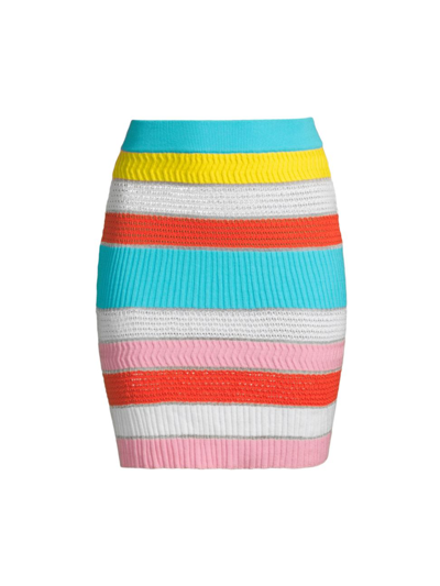 Solid & Striped The Rosie Knit Cotton Mini Skirt In Ivory Multicolor