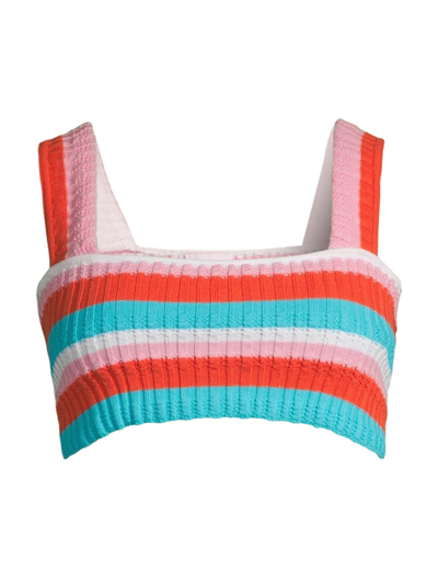 Solid & Striped The Emily Ribbed Cropped Top In Multi