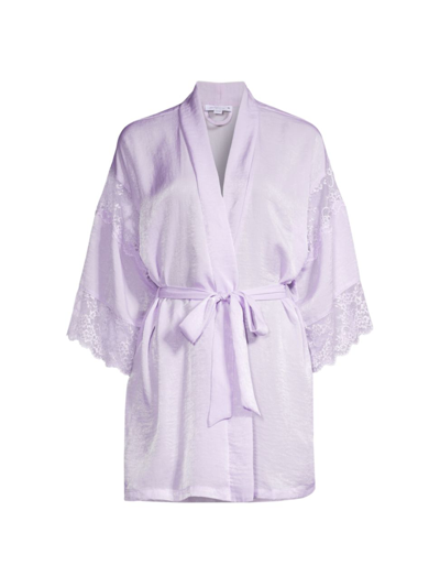 In Bloom Violet Lace Detail Wrap Dressing Gown In Hushed Lilac