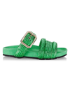 Bettina Vermillon Emili Sindlev X  Buenavista Metallic Raffia Double-strap Slides In Green