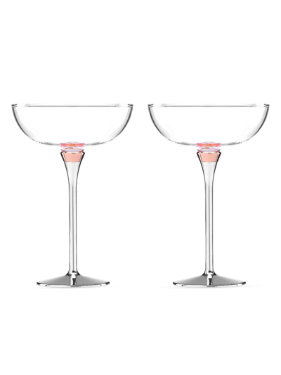 Kate Spade Rosy Glow 2-piece Champagne Saucer Set In Silver