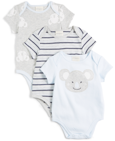First Impressions Baby Boys Koala Bodysuit, Pack Of 3, Created For Macy's In Light Grey Hthr