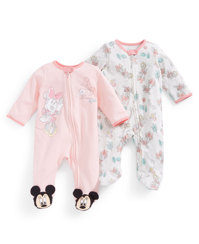 Bentex Baby Girls 2-pack Minnie Mouse Coveralls In Multi