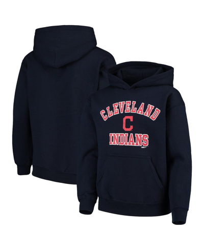 Stitches Youth Boys  Navy Cleveland Indians Fleece Pullover Hoodie