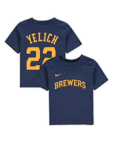 Nike Babies' Toddler Boys And Girls Christian Yelich Navy Milwaukee Brewers Player Name And Number T-shirt