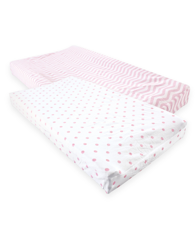 Luvable Friends Changing Pad Cover, 2-pack, One Size In Pink Chevron/dot