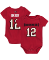 OUTERSTUFF INFANT BOYS AND GIRLS TOM BRADY RED TAMPA BAY BUCCANEERS MAINLINER PLAYER NAME AND NUMBER BODYSUIT