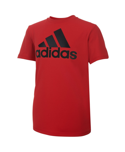 Adidas Originals Kids' Big Boys Plus Size Short Sleeve Aeroready Performance Logo T-shirt In Dark Red