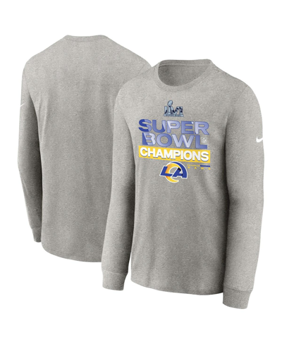 Nike Kids' Youth Boys  Heather Gray Los Angeles Rams Super Bowl Lvi Champions Locker Room Trophy Collection In Heathered Gray