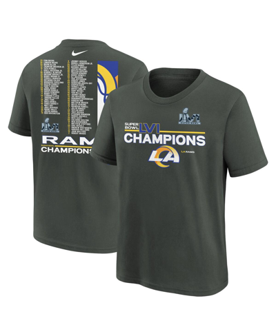 Nike Kids' Big Boys  Anthracite Los Angeles Rams Super Bowl Lvi Champions Roster T-shirt