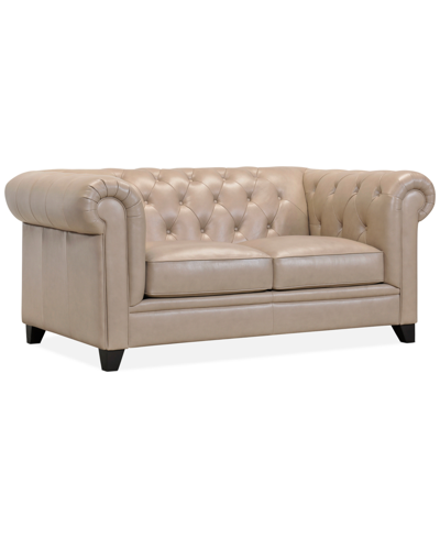 Furniture Closeout! Ciarah Chesterfield Leather Loveseat, Created For Macy's In Taupe