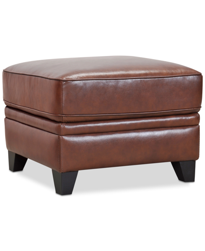 Furniture Closeout! Ciarah Leather Ottoman, Created For Macy's In Chestnut