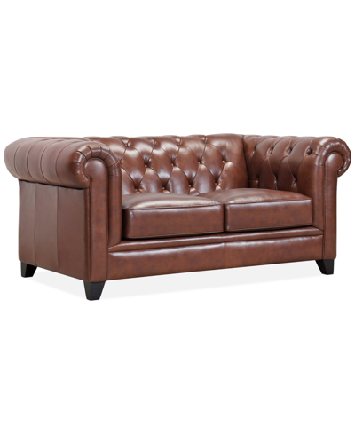 Furniture Closeout! Ciarah Chesterfield Leather Loveseat, Created For Macy's In Chestnut