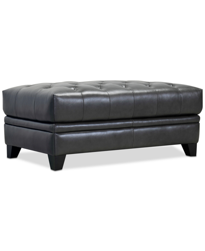 Furniture Closeout! Ciarah Leather Storage Ottoman, Created For Macy's In Pewter