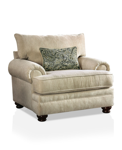 Furniture Of America Moruya Recessed Arm Accent Chair In Cream