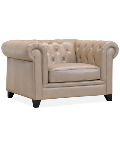 Furniture Closeout! Ciarah Chesterfield Leather Chair, Created For Macy's In Taupe