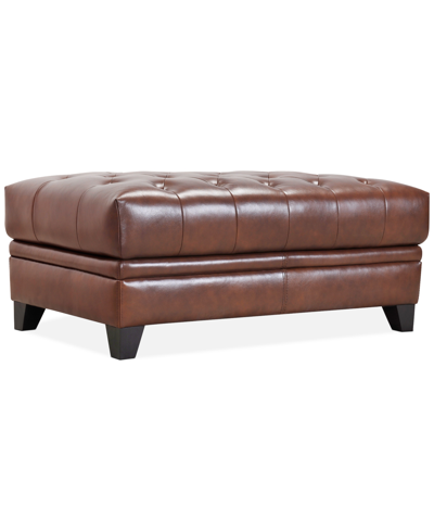 Furniture Closeout! Ciarah Leather Storage Ottoman, Created For Macy's In Chestnut