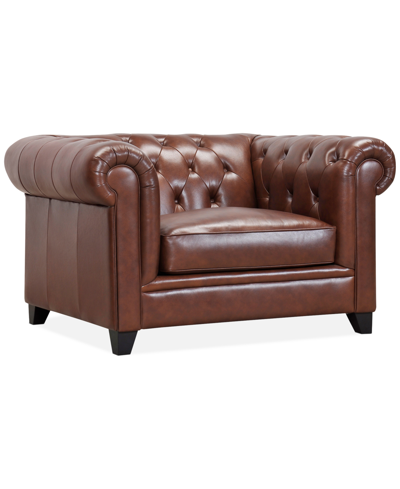 Furniture Closeout! Ciarah Chesterfield Leather Chair, Created For Macy's In Chestnut