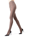 Memoi Women's Crossing Diamond Patterned Sweater Tights Mo-389 In Light Taupe Heather