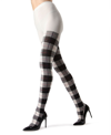 Memoi Women's Glasgow Large Tartan Plaid Sweater Tights In Winter White