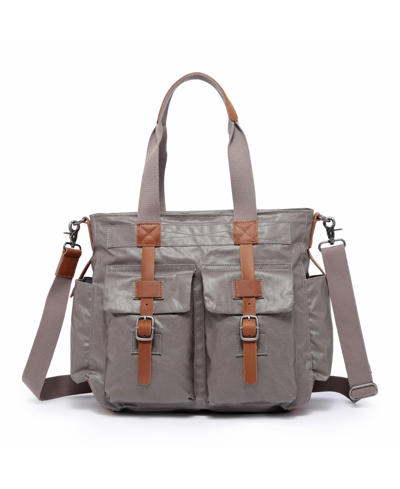 Tsd Brand Urban Light Coated Canvas Tote Bag In Gray
