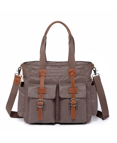 Tsd Brand Urban Light Coated Canvas Tote Bag In Brown